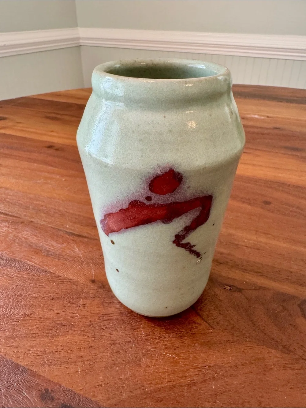 Vtg Studio Pottery Vase Asian Insp Abstract Brushstroke Speckled Glaze Signed